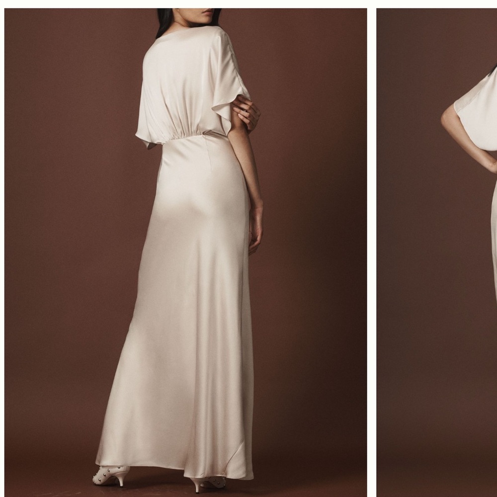 BHLDN Amelia Deep-V Flutter-Sleeve Satin - Picture 2 of 4